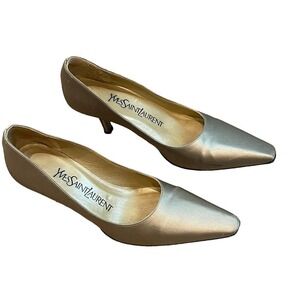 Yves Saint Laurent Slip On Metallic Gold Heel Pumps Women's Size 5.5